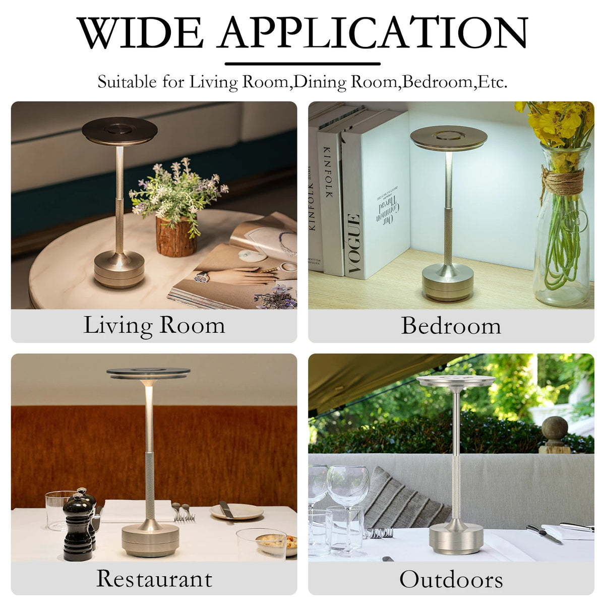 2PCS Rechargeable Wireless Table Lamp LED Touch Sensor Desktop Night Light Reading Lamp for Hotel Bar Bedroom Decor Light
