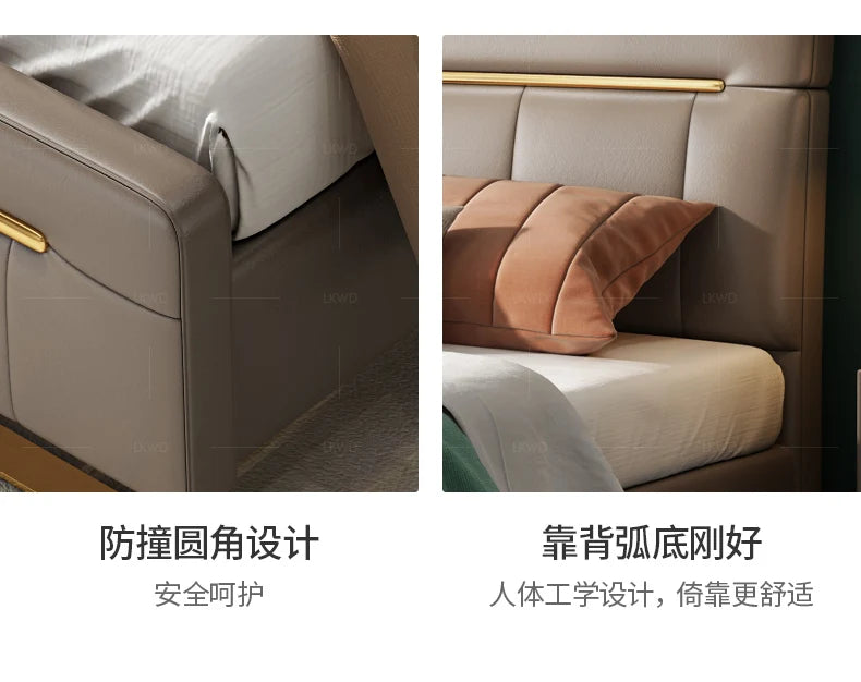 Modern bedroom  minimalist bed bedroom double bed1.8M master bedroom high box marriage bed leather art soft bed