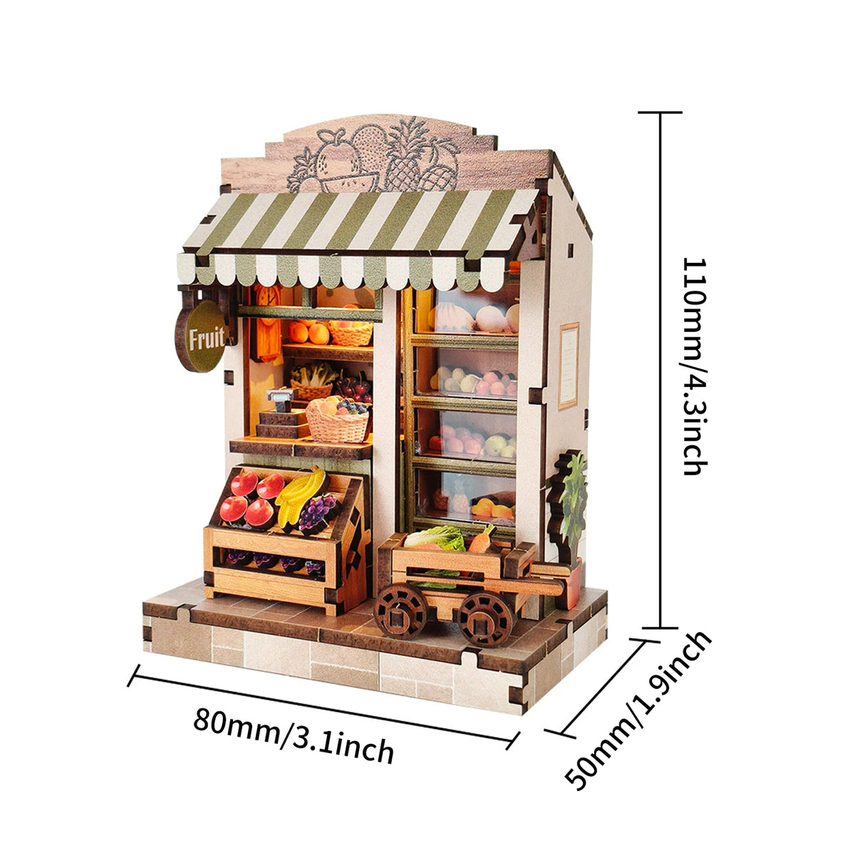 3d wooden puzzle for adults Seasonal Fresh Depot book nook with lights model kit dollhouse DIY miniature house Birthday and Christmas gifts
