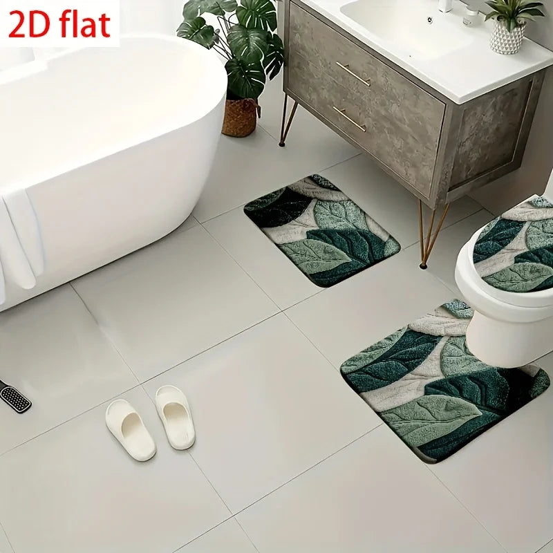VIKAMA 4 Piece Non-Slip Bath Mat Set, Soft Absorbent Toilet Rug, U-Shaped Floor Mat for Bathroom Home Decor