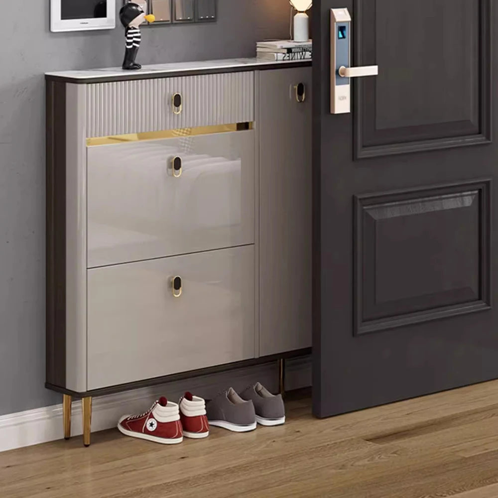 White Drawers Shelf Shoe Rack 3 Layers Narrow Save Space Shoe Cabinet Vertical Entrance Hall Meuble A Chaussures Home Furnitures