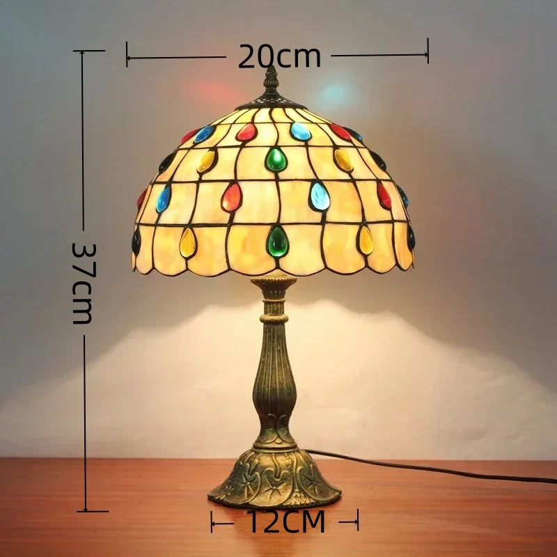 American Stained Glass Retro Restaurant Desk Lamp Bedroom Study Reading Light Bar Homestay Living Room Background Decor Lighting