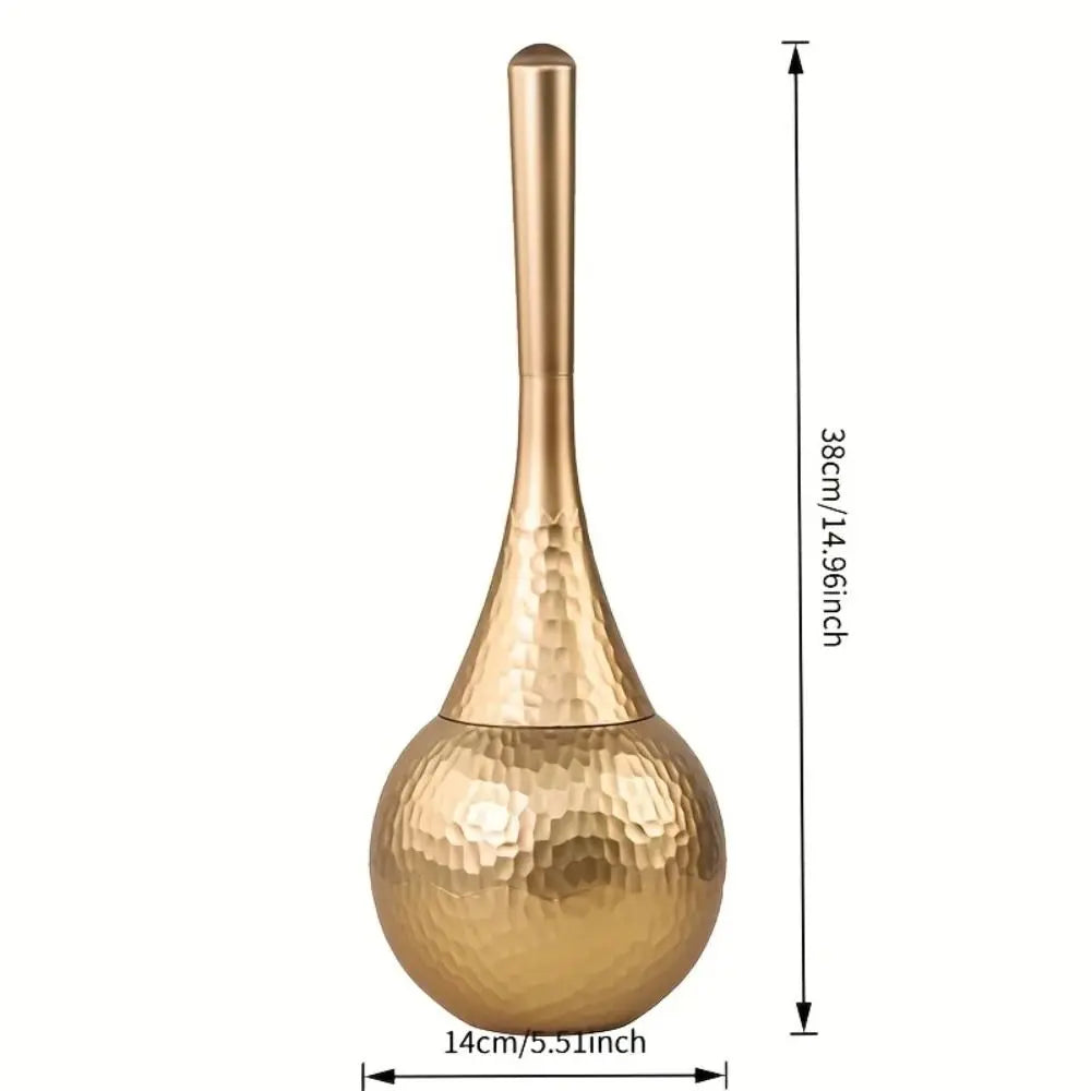 New Golden High-end Cleaning Brush with Base Holder Long Handle Toilet Brush Non-Scratch Household Bathroom Brush