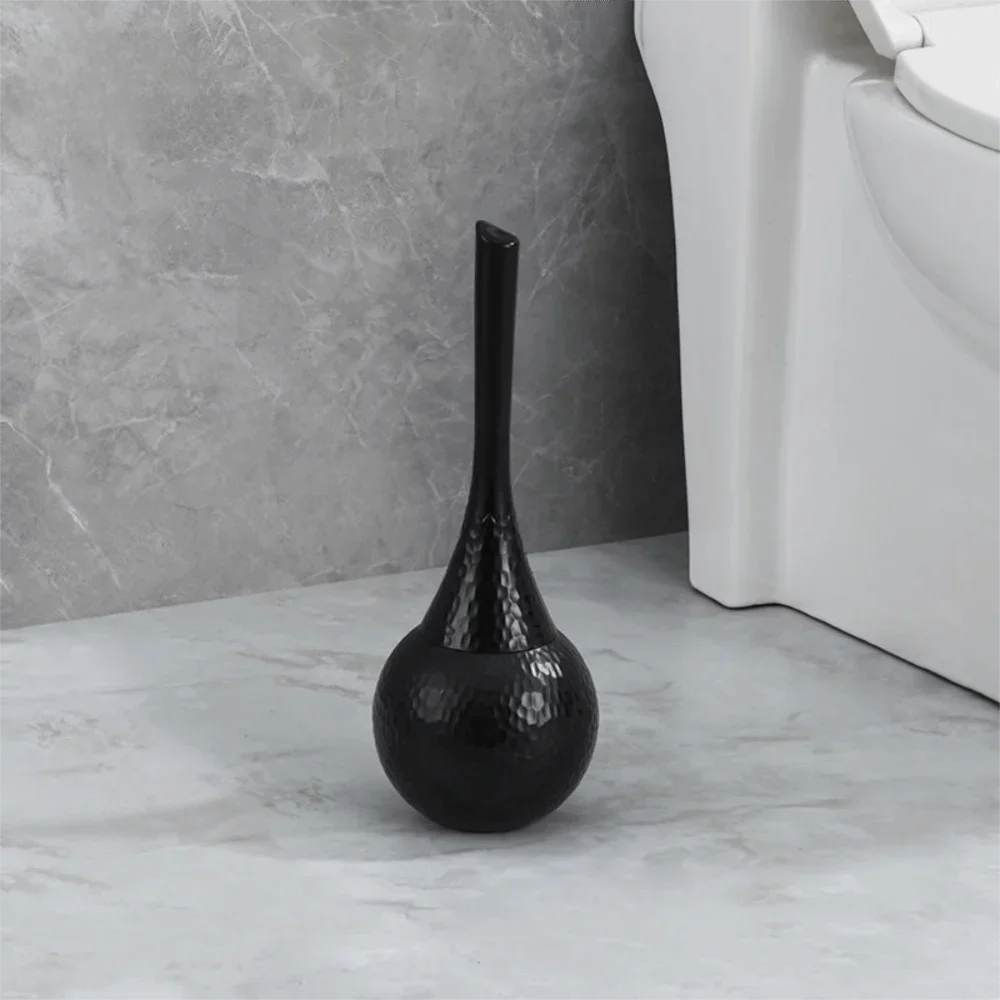 New Golden High-end Cleaning Brush with Base Holder Long Handle Toilet Brush Non-Scratch Household Bathroom Brush