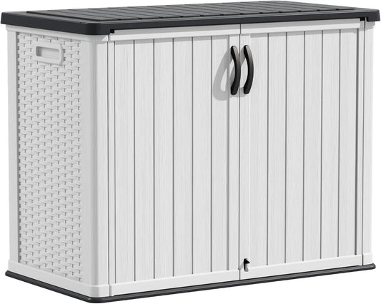 Outdoor Storage Cabinet 26 Cu Ft with Lockable Doors, Horizontal Storage Shed Waterproof Patio Tools Storage Box for Sofa