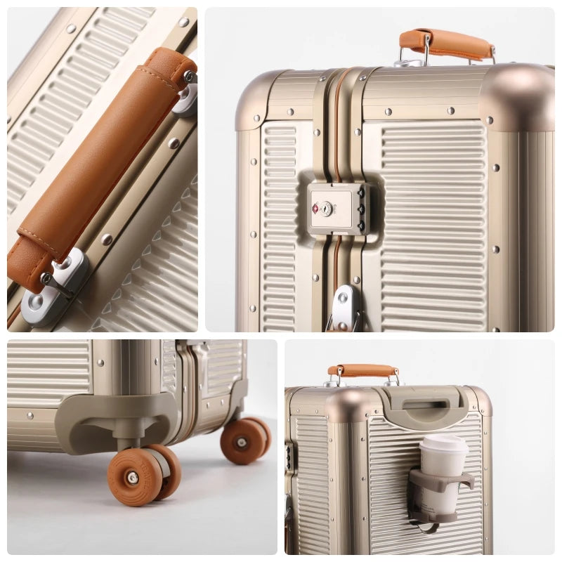2026 New Suitcase with Aluminum Frame TSA Lock Travel Trolley Case Bag High Quality PC Material Rolling Luggage 20/24/28 inch