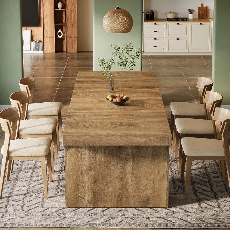 Tribesigns 71-Inch Farmhouse Dining Table for 6-8, Long Wooden Kitchen Table with Arched Design, Large Rectangular Dining Room