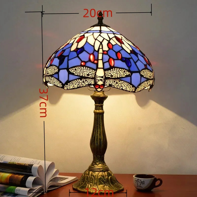 American Stained Glass Retro Restaurant Desk Lamp Bedroom Study Reading Light Bar Homestay Living Room Background Decor Lighting