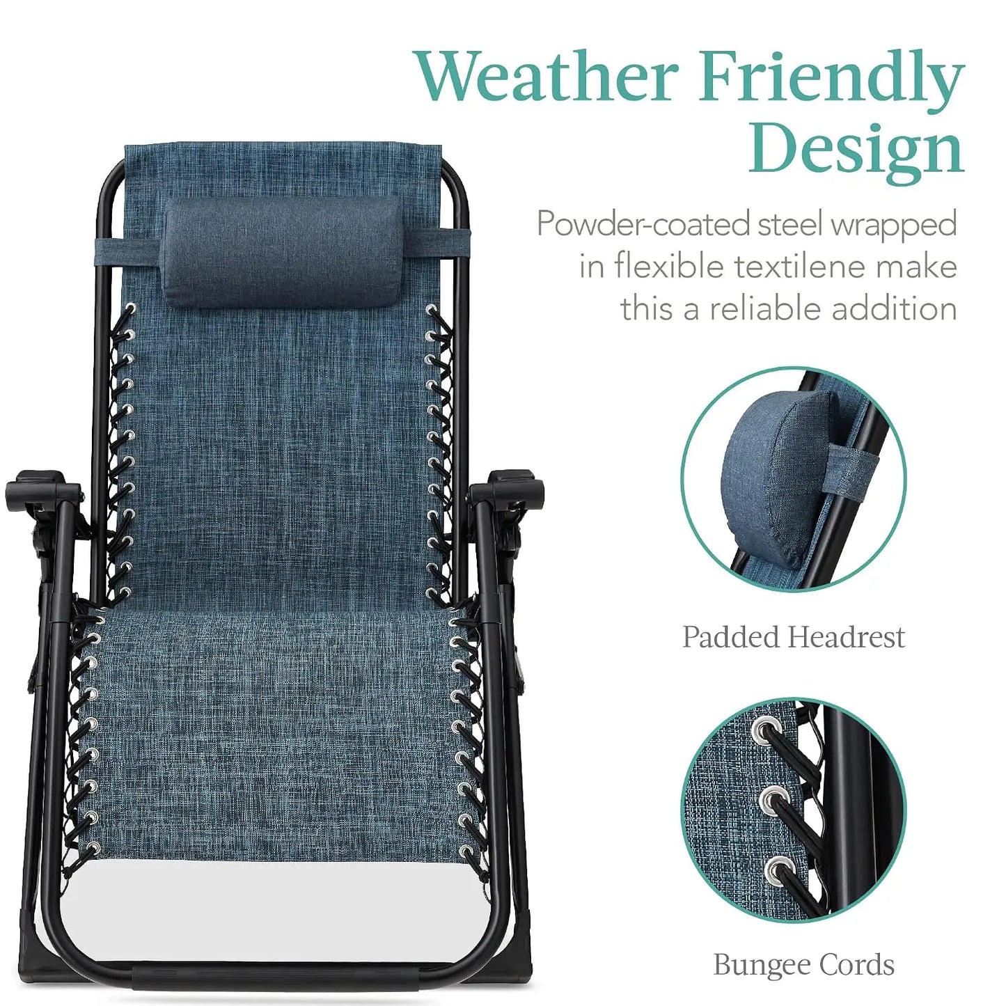 Oversized Zero Gravity Chair, Folding Outdoor Patio Recliner, XL Anti Gravity Lounger w/Removable Cushion, Cup Holder,, Custom