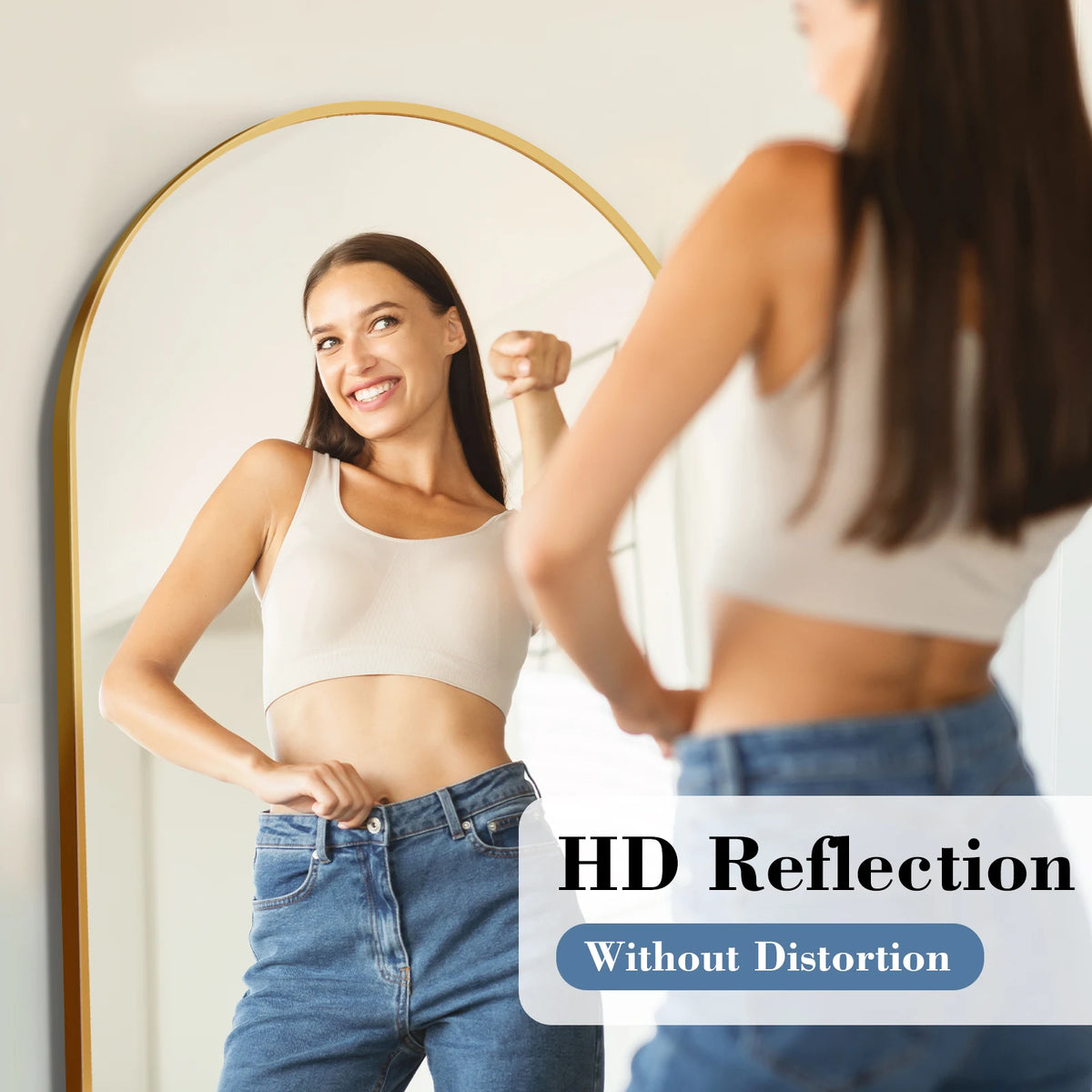 JHK 56"x21" Full Length Mirror with Aluminum Alloy Frame Leaning or Standing Full Length Mirror with Stand Floor Body Wall-Mounted Mirrors Suitable For Bedroom Bathroom