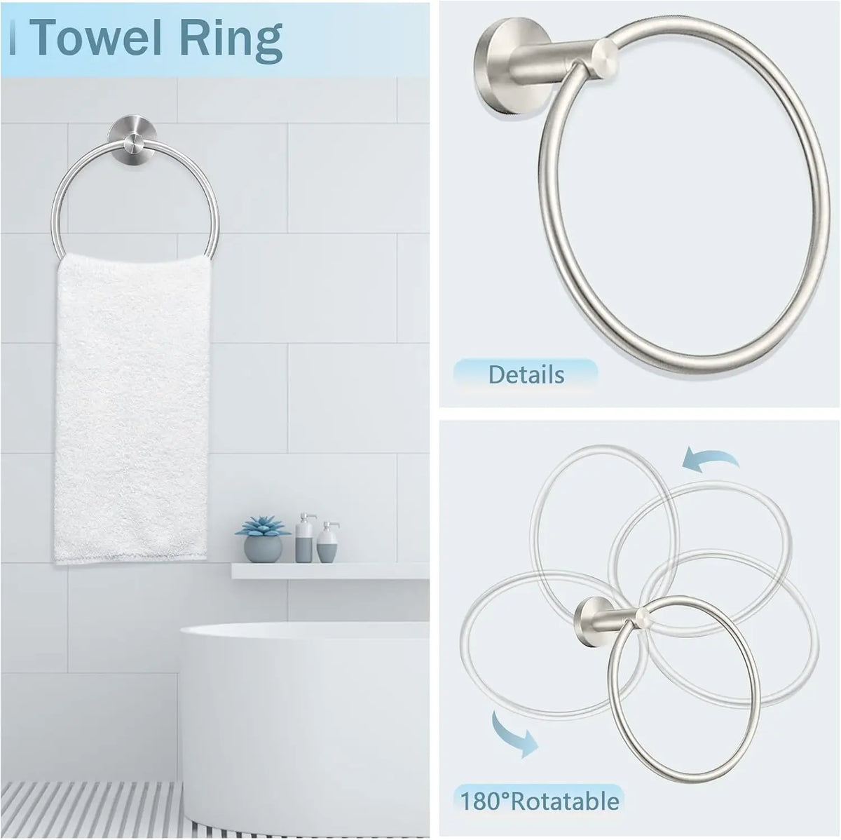 10 Piece Brushed Nickel Bathroom Hardware Set, 24" 16" Towel Bar Set