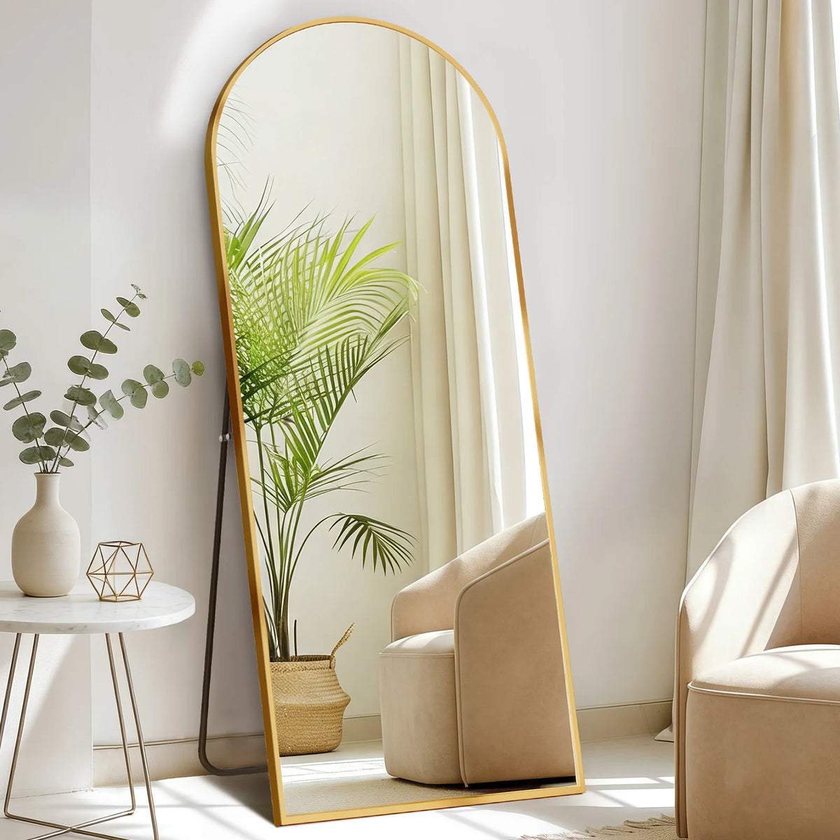 JHK 56"x21" Full Length Mirror with Aluminum Alloy Frame Leaning or Standing Full Length Mirror with Stand Floor Body Wall-Mounted Mirrors Suitable For Bedroom Bathroom