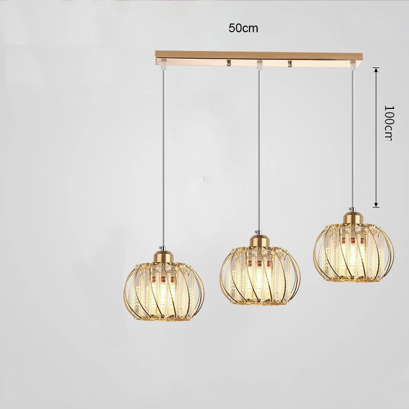 Dining Room Crystal Chandelier Golden Kitchen Island Hanging Light Interior Decor Luxury Modern Led Ceiling Lamp Pendant Light