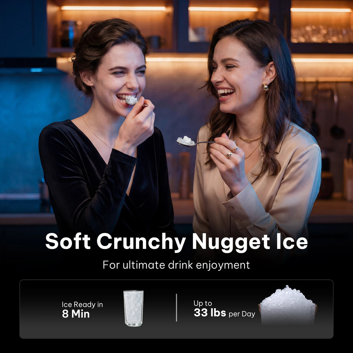 Countertop Ice Maker Machine, Automatic Self-Cleaning Portable Ice Maker with Stainless Steel, Fast Ice Making, LED Touch Panel & Automatic Dispensing for Home Kitchen Office Bar