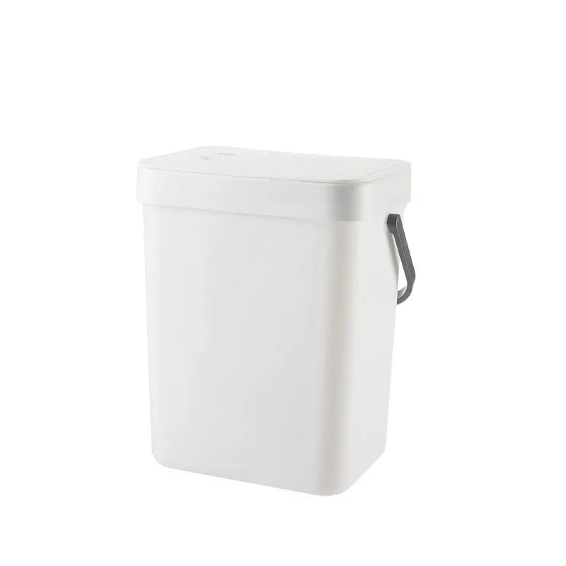 Small Space Saving Trash Can Hanging Mountable Quiet Close Lid Sealed Bin 3L 5L 7L 12L for Kitchen Bathroom Car Living Room
