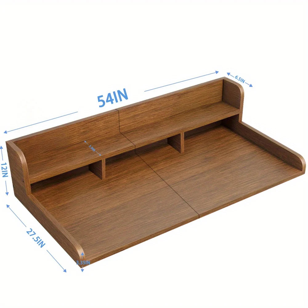 Washer Dryer Countertop Organizer | 54"x27.5" Wood Shelf Topper with Edge Guard | Double Layer Laundry Storage & Organization