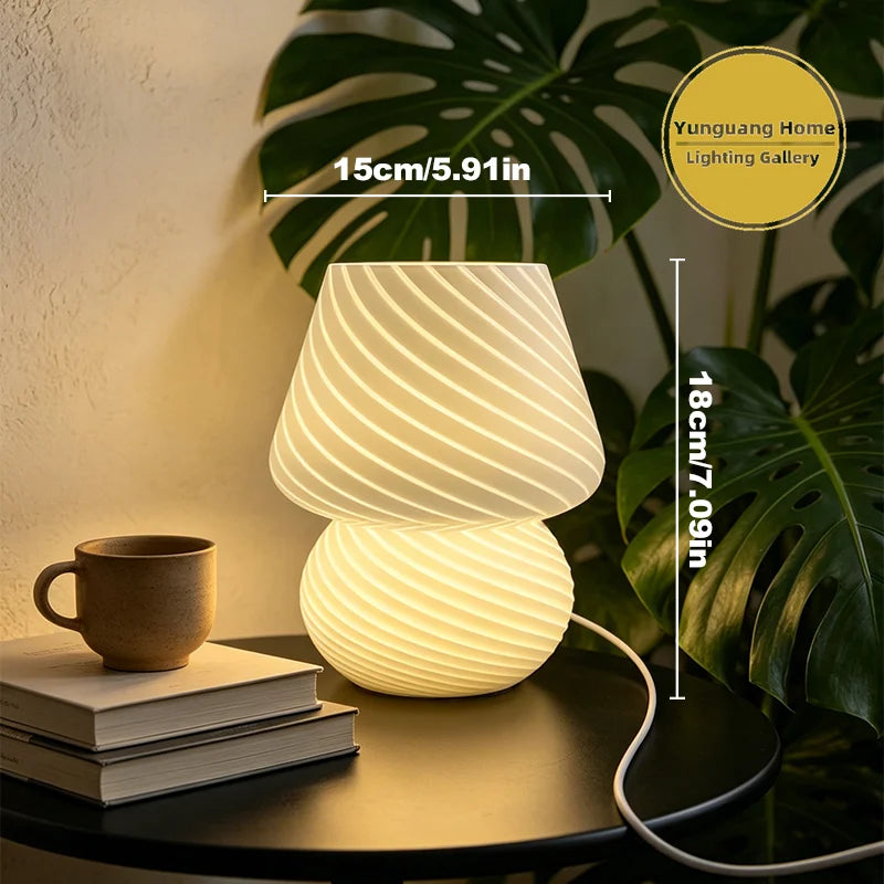 Murano Glass Table Lamp Modern Simple Textured Mushroom Bedside Lamp 3-Color Temperature Bedroom Living Room Decor Light