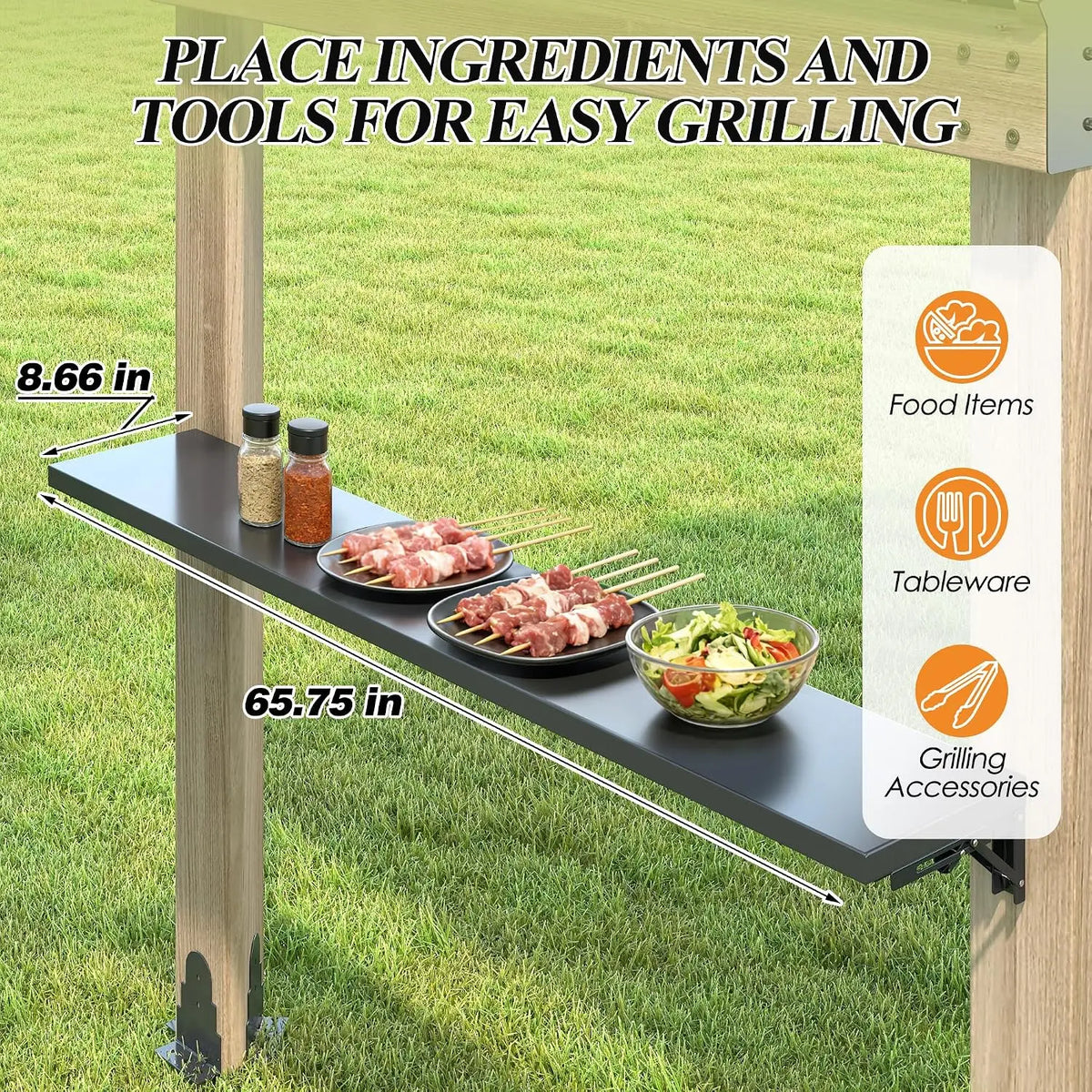 7.7'x5.7' Outdoor Grill Wood Gazebo - Hardtop Gazebo with 2 Side Shelves and Galvanized Steel Roof, Patio Wooden, Customized