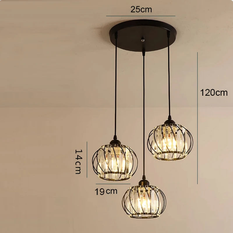 Dining Room Crystal Chandelier Golden Kitchen Island Hanging Light Interior Decor Luxury Modern Led Ceiling Lamp Pendant Light