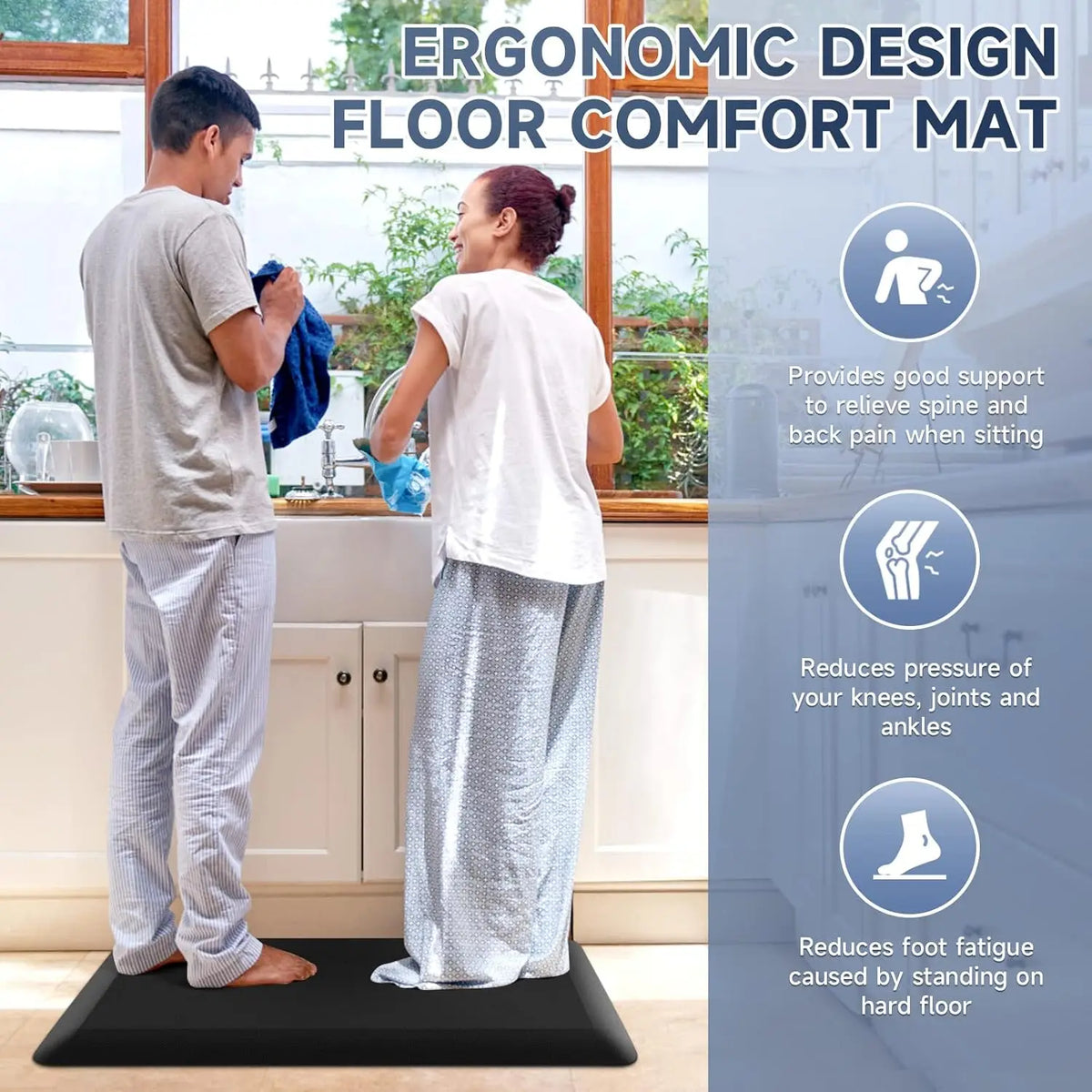 4/5 Inch Thick Kitchen Mats for Floor, Kitchen Rug for Standing Desk, Non-Slip, Thicker, Stain Resistant, Waterproof, Comfort An
