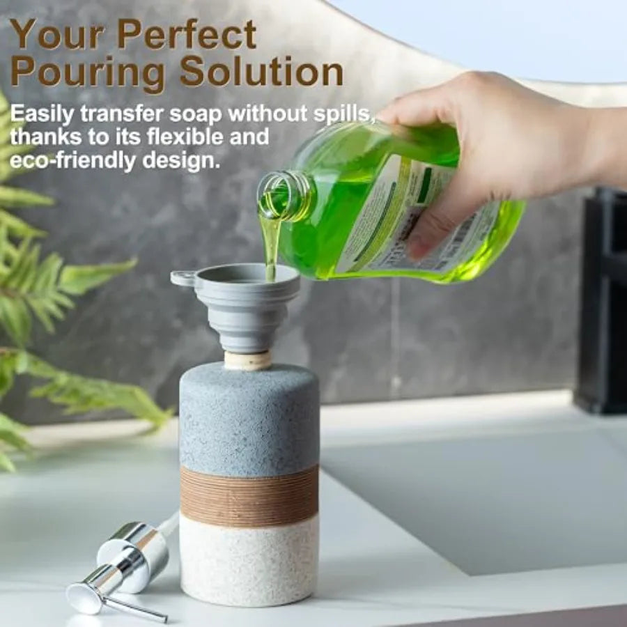 Ceramic Soap Dispenser Set for Hand Soap, Shampoo, Dish Soap, Conditioner, Bathroom and Kitchen, Stainless Steel Pump, Includes