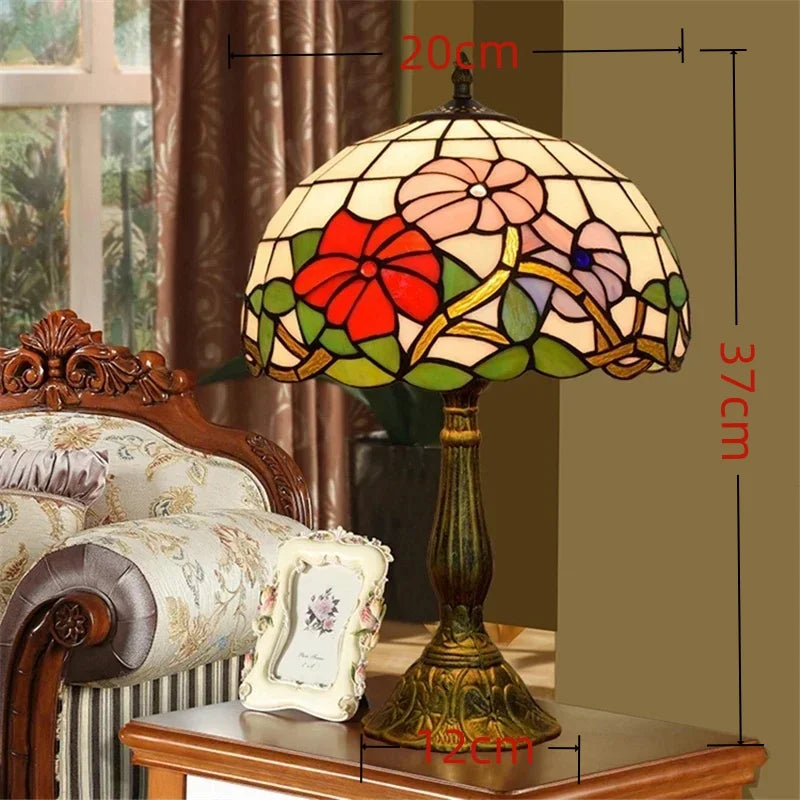 American Stained Glass Retro Restaurant Desk Lamp Bedroom Study Reading Light Bar Homestay Living Room Background Decor Lighting