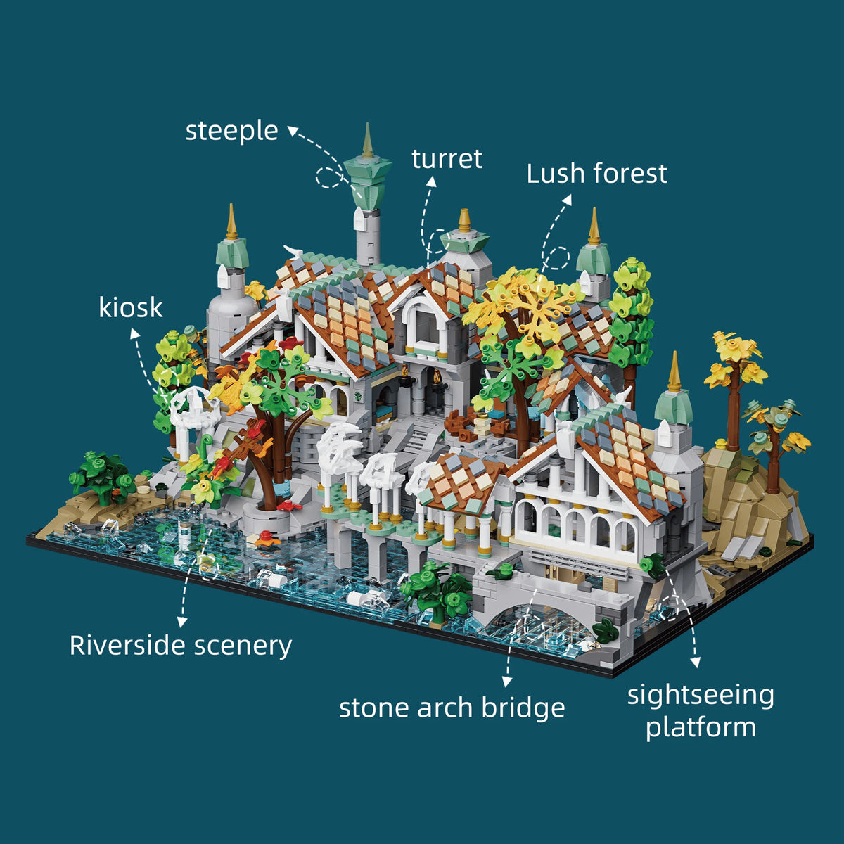 3330PCS Elven Valley MOC Building Blocks Last Homely House Castle Bricks Street View Construction Model Toys Kit Deskop Ornaments Gifts For Christmas Birthday