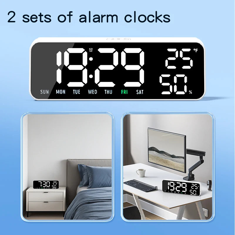 Timess Large Display Digital Alarm Clock with Dual Alarm, Snooze, Temperature Humidity, Week Display, 3 Brightness Levels, Usb-C Powered