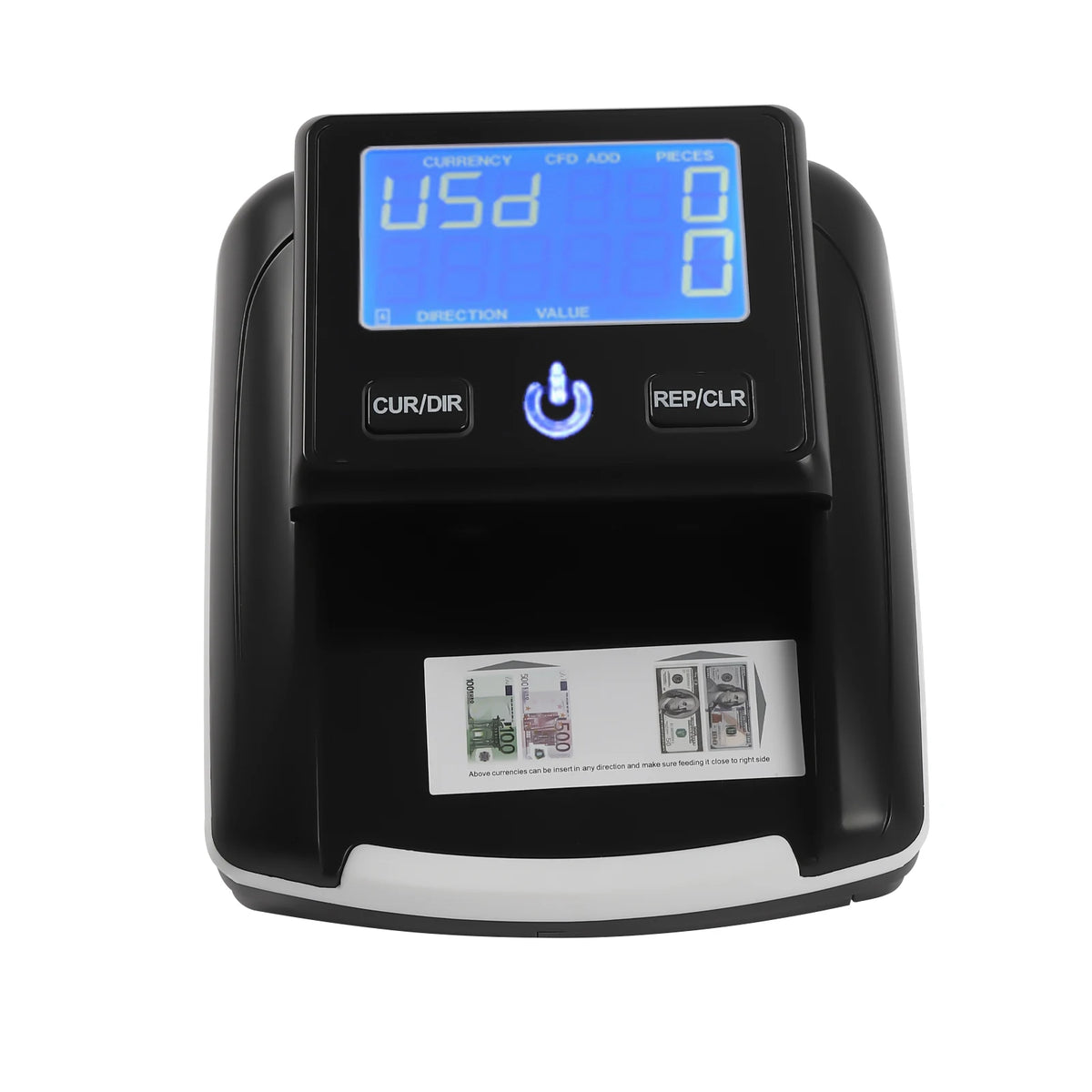 Counterfeit Bill Detector 2-in-1 Detect Count 1-999 Count Range 500mAh Rechargeable Battery 4-5h Endurance Portable Money Checker Machine Any Direction Bill Insert USD EUR Currency Tester For Company Accounting Office Mall