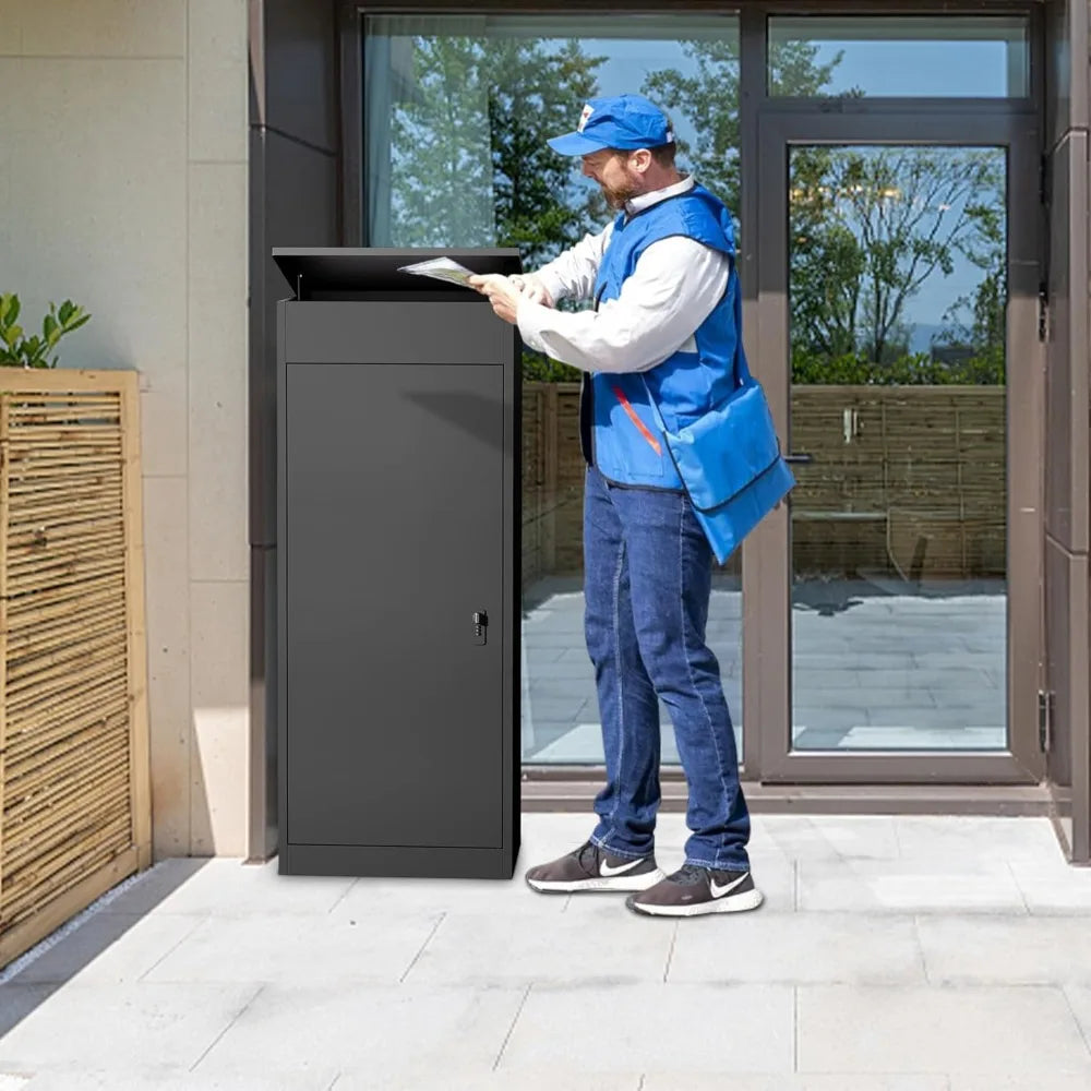 Large Galvanized Steel Parcel Delivery Box, Anti-Theft Coded Lock, Wall Mounted Waterproof for Porch & Yard 19.7x16.1x60, Custom