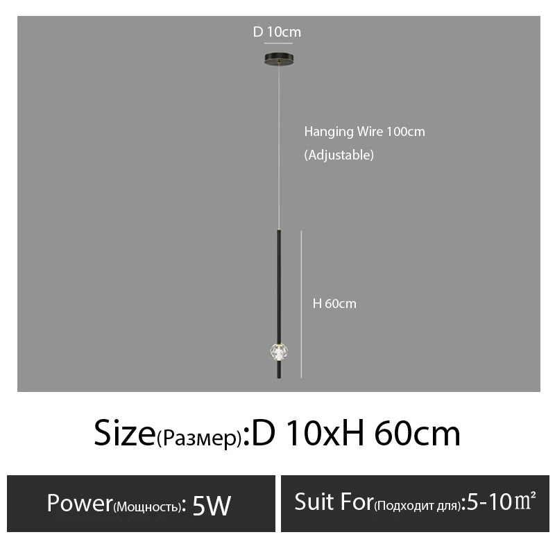 Nordic Bedroom Bedside Chandelier Simple Modern Home Light Luxury Living Room TV Background Wall Decor Creative Crystal LED Lamp