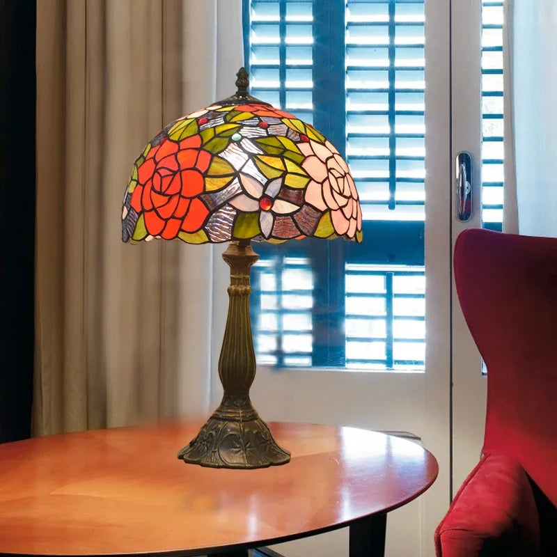 American Stained Glass Retro Restaurant Desk Lamp Bedroom Study Reading Light Bar Homestay Living Room Background Decor Lighting