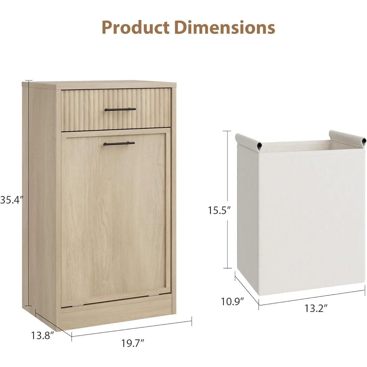 Tilt Out Laundry Hamper Cabinet, Double Farmhouse Laundry Basket with Drawer, Space Saving Hidden Laundry Storage with Removable Baskets