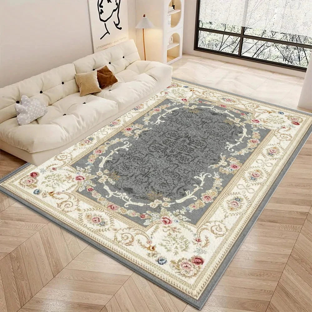 European Retro Floral Area Rug Large Living Room Carpet Soft Bedroom Floor Mat Home Decor Rug