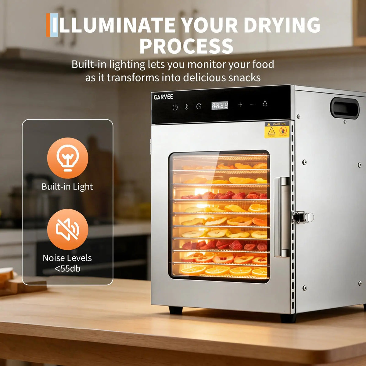 Stainless Steel Digital Food Dehydrator Machine with 10/12 Tray,Adjustable Temperature&24H Timer,Jerky Maker for Fruit Vegetable