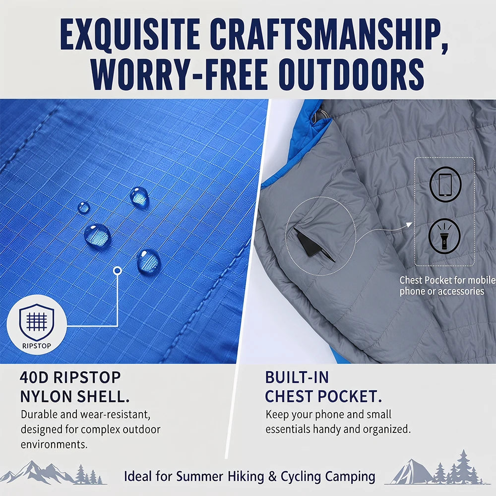 Kamperbox Cotton Sleeping Bag Camping Equipments Cotton Sleeping Bag Outdoor 3 Season Synthetic Sleeping Bag Ultralight Camping