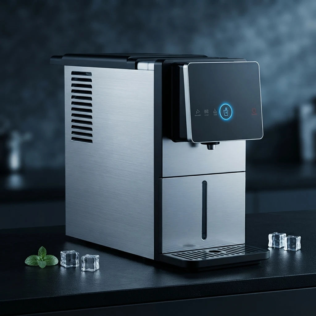 Countertop Ice Maker Machine, Automatic Self-Cleaning Portable Ice Maker with Stainless Steel, Fast Ice Making, LED Touch Panel & Automatic Dispensing for Home Kitchen Office Bar