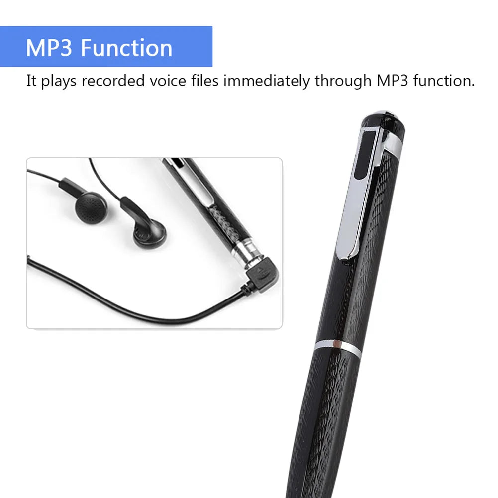 Pen-shaped Continuous 12-hour Digital Voice Recorder 192Kbps One-button Audio Recorder Portable Audio Video for Conferences
