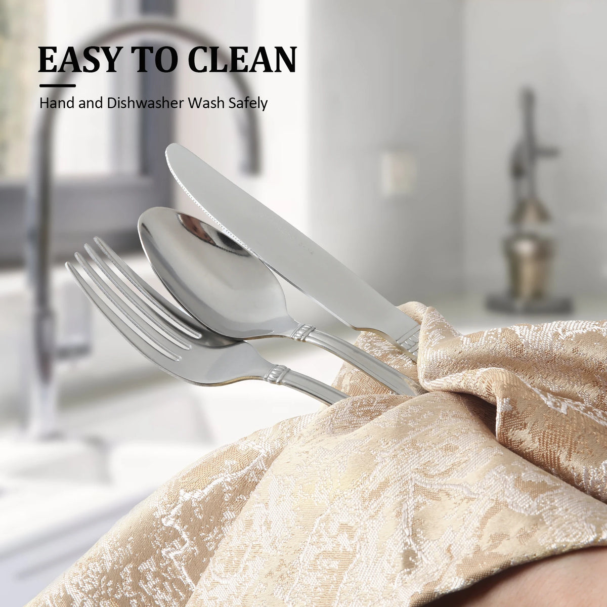 Lorena MAIT 20‑Piece Stainless Steel Cutlery Set Mirror Polished Flatware Silverware Set Knife Fork Spoon Dishwasher Safe For Home Dining Party Kitchen Utensils