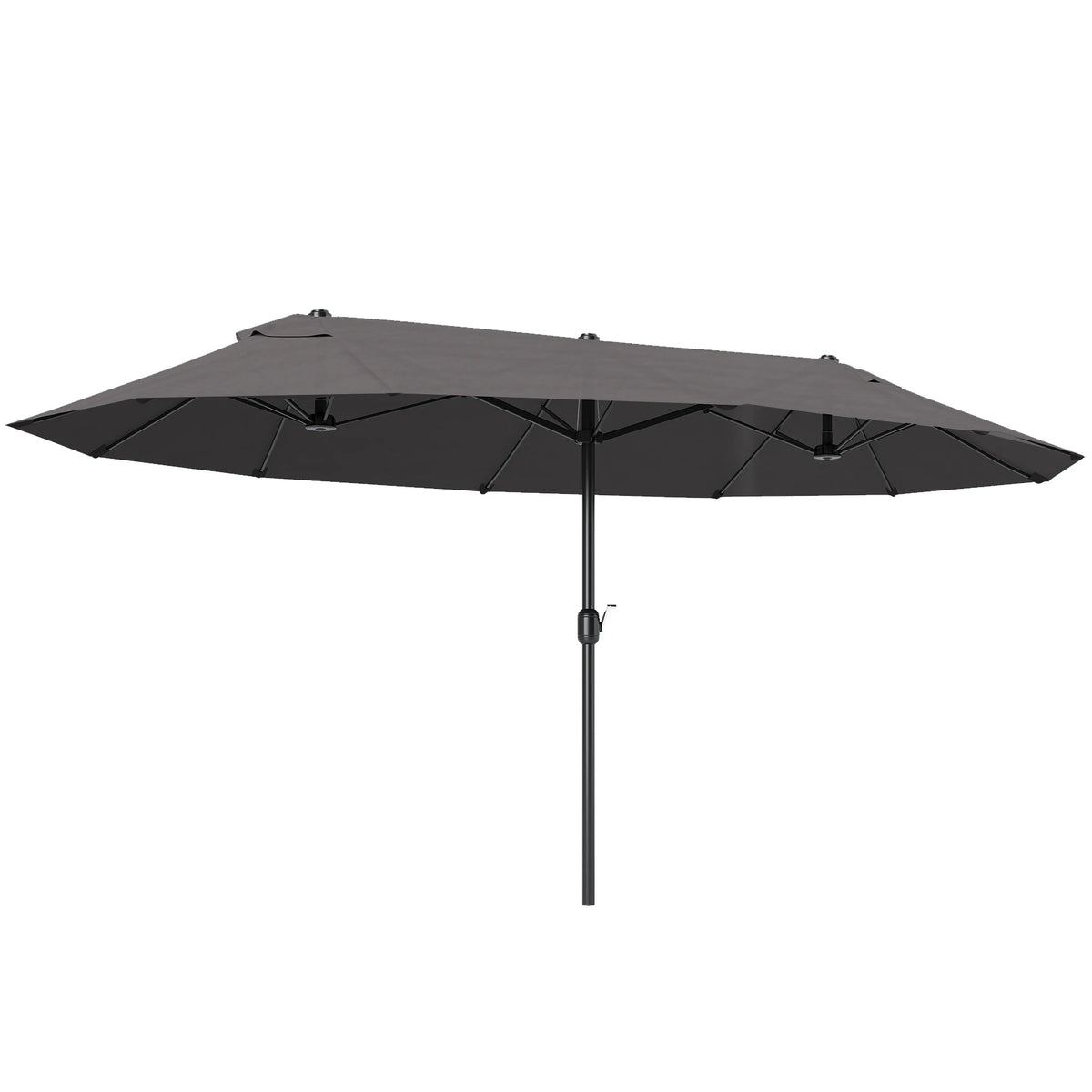 Extra Large 15' Patio Umbrella, Double-Sided Outdoor Pool Umbrella with Crank Handle, Gray
