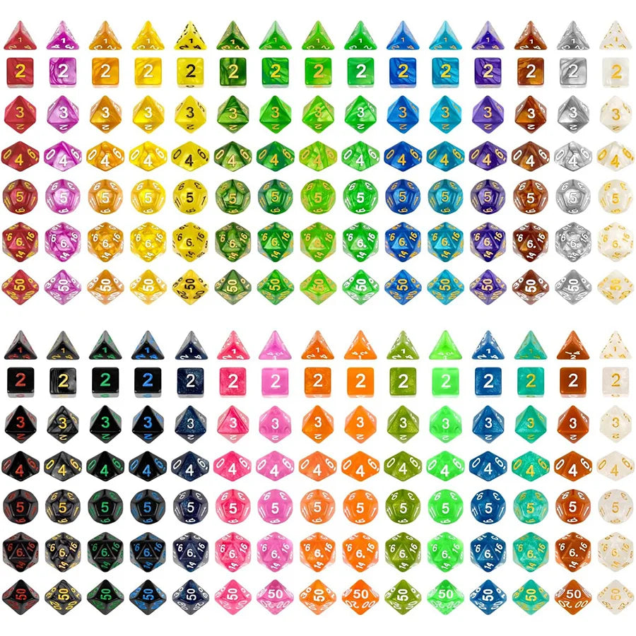 49Pcs Polyhedral Dice Set with 7 Black Storage Pouches - Random color 7 Complete Sets D4/D6/D8/D10/D%/D12/D20 for DND, RPG, MTG & Tabletop Games, Perfect Halloween & Christmas Holiday Gifts ZSY