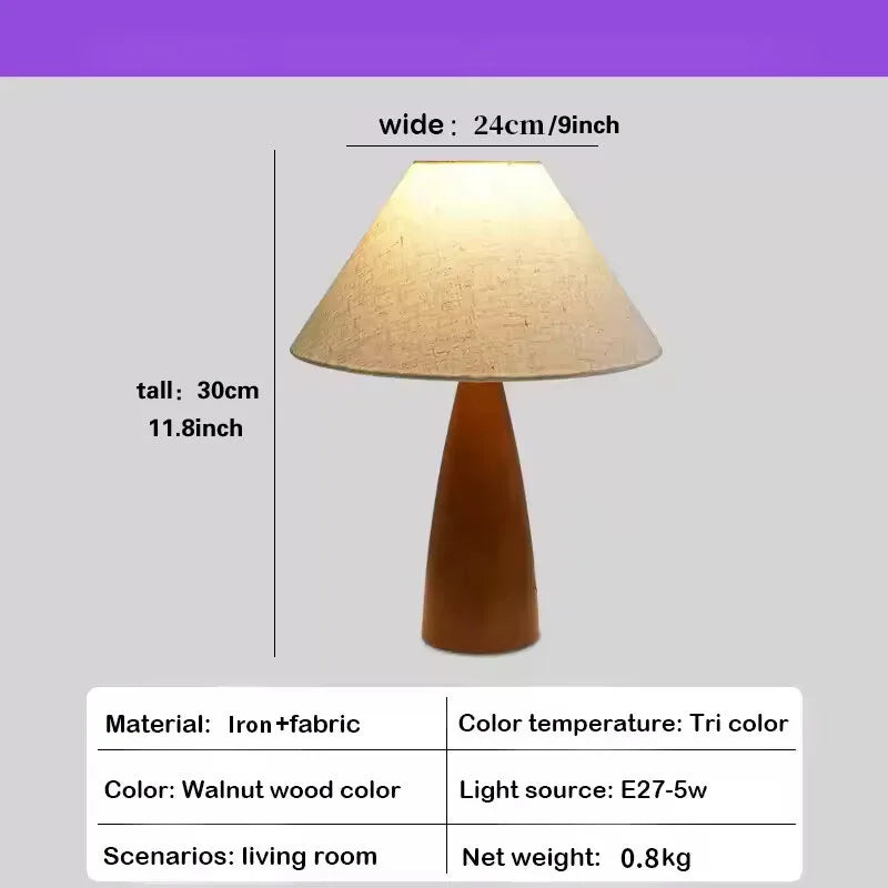 Iron-made Retro Fabric Desk Lamp Indoor Decor Atmosphere Bedroom Bedside Living Room Tea Room Study Lamp