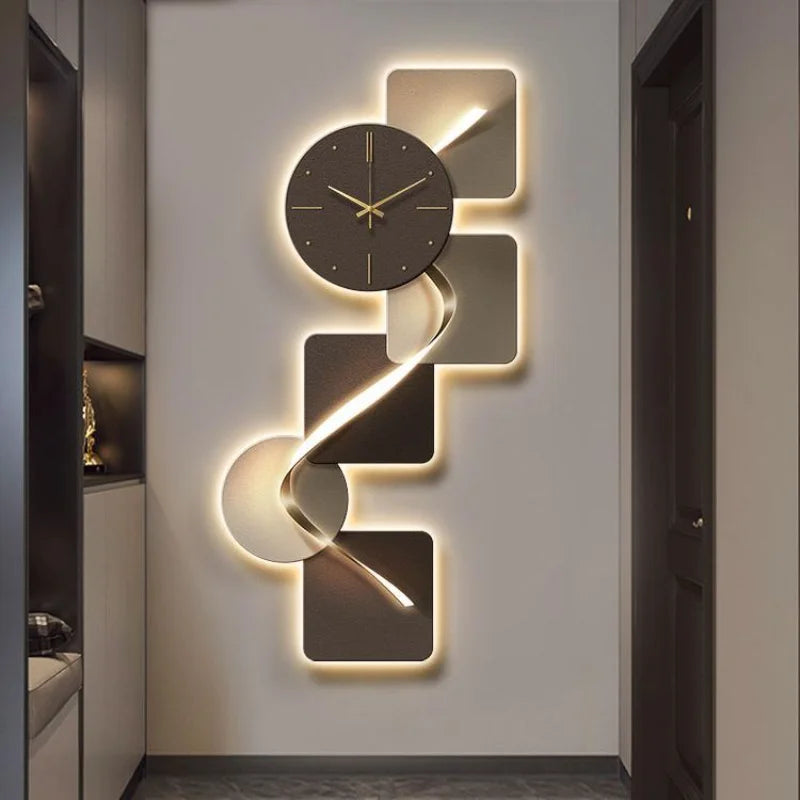 Modern Wall Clock Carbon Crystal Panel Frameless Design with Remote Control Lighted Decorative for Living Room Bedroom Office