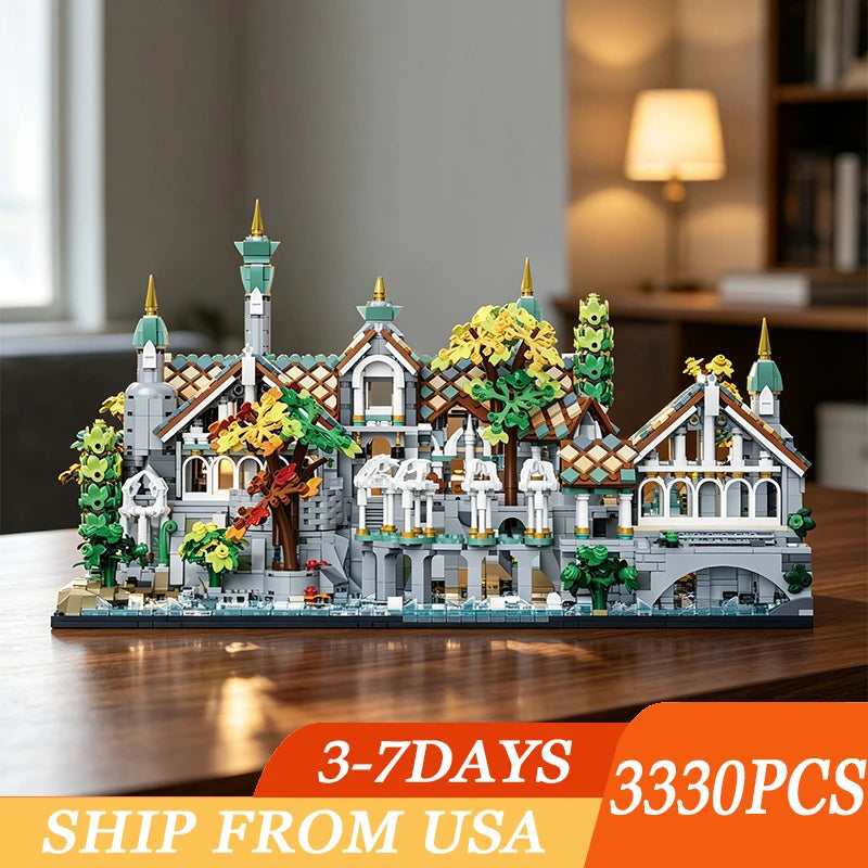 3330PCS Elven Valley MOC Building Blocks Last Homely House Castle Bricks Street View Construction Model Toys Kit Deskop Ornaments Gifts For Christmas Birthday