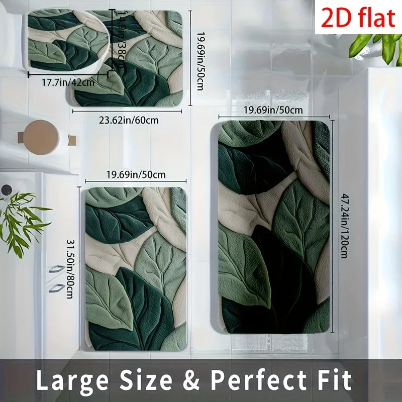 VIKAMA 4 Piece Non-Slip Bath Mat Set, Soft Absorbent Toilet Rug, U-Shaped Floor Mat for Bathroom Home Decor