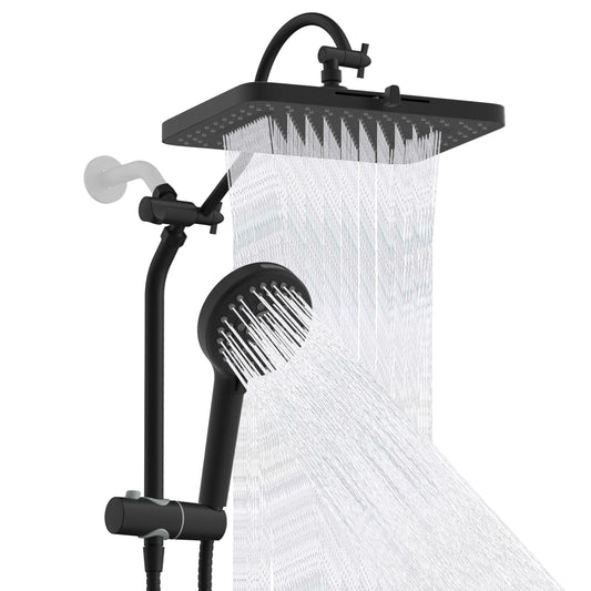 Bathroom Shower Set High Pressure 13 inch Shower Head with Hand Shower Extension Arm with Slide Bar