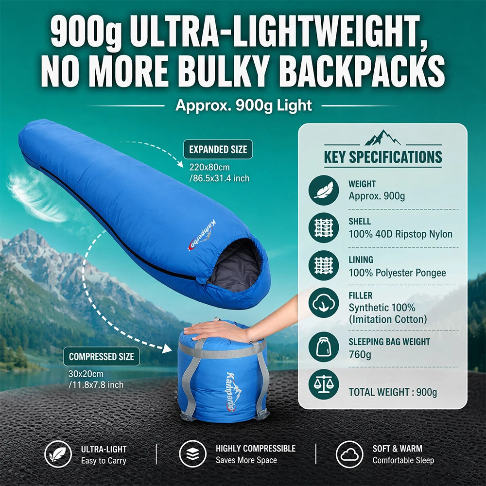 Kamperbox Cotton Sleeping Bag Camping Equipments Cotton Sleeping Bag Outdoor 3 Season Synthetic Sleeping Bag Ultralight Camping