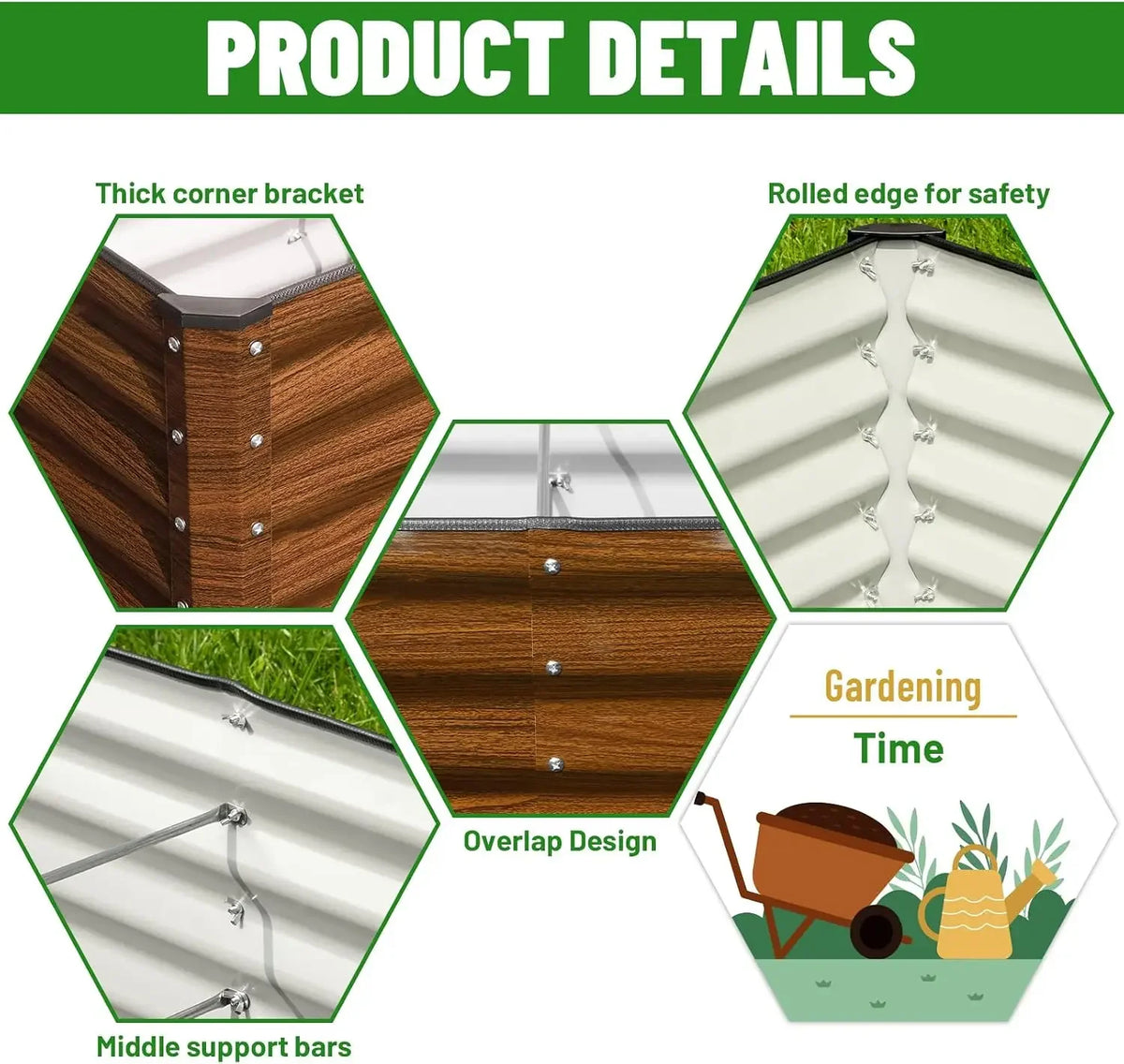 SnugNiture 2-Pack 6x2x2FT Galvanized Raised Garden Bed Kit, Metal Planter Box for Planting Plants Vegetables, Brown