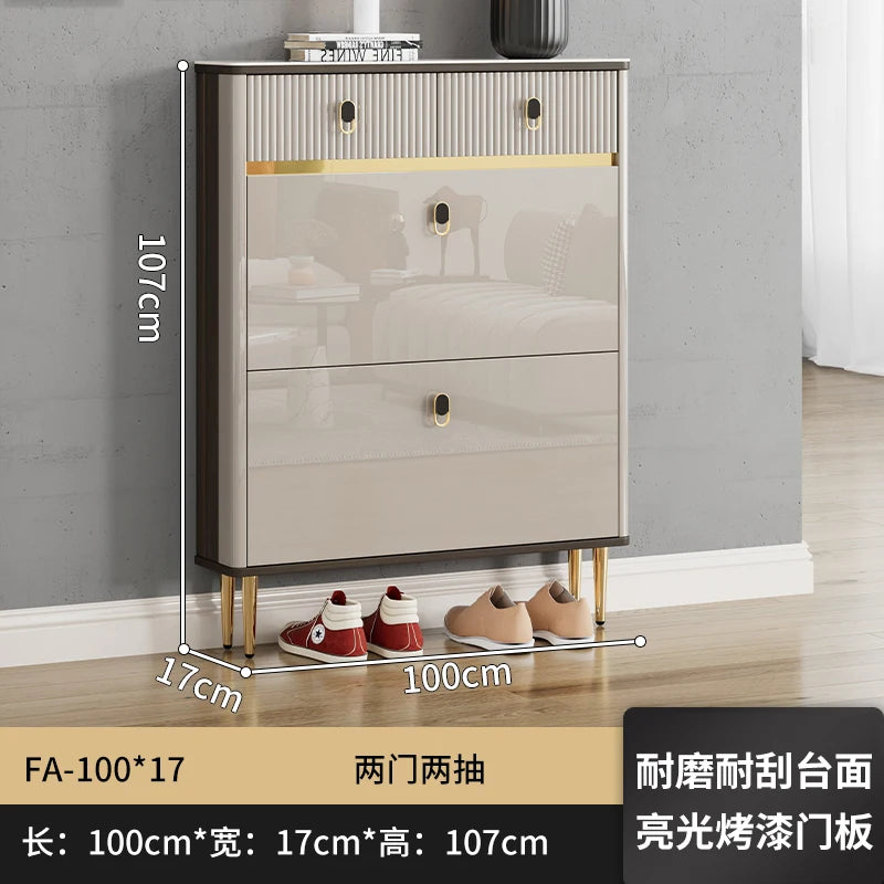 White Drawers Shelf Shoe Rack 3 Layers Narrow Save Space Shoe Cabinet Vertical Entrance Hall Meuble A Chaussures Home Furnitures