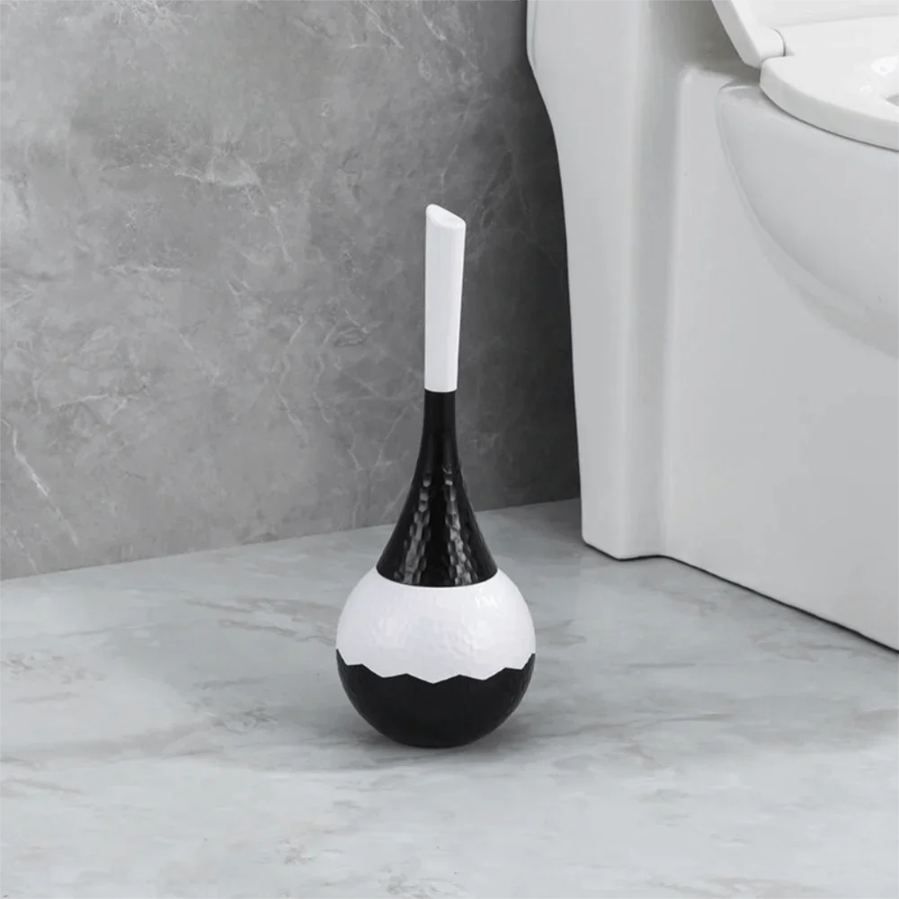 New Golden High-end Cleaning Brush with Base Holder Long Handle Toilet Brush Non-Scratch Household Bathroom Brush